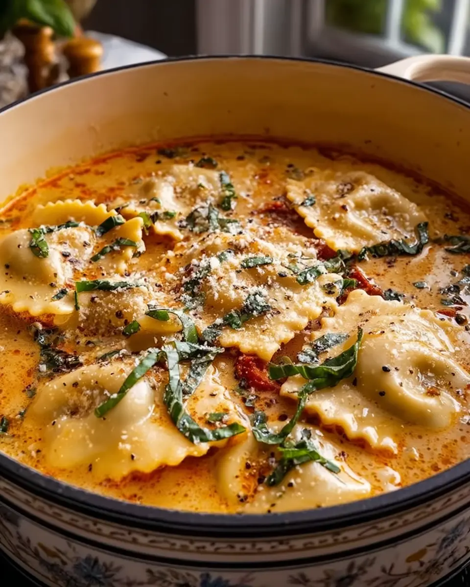 Creamy Tuscan Ravioli Soup with Turkey Bacon – A Cozy Delight