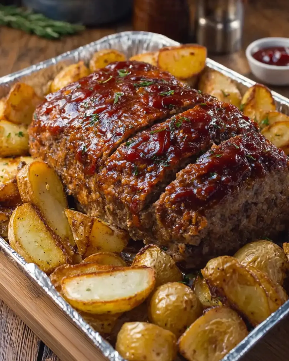 Sticky BBQ Meatloaf: A Juicy Family Favorite with Roasted Potatoes