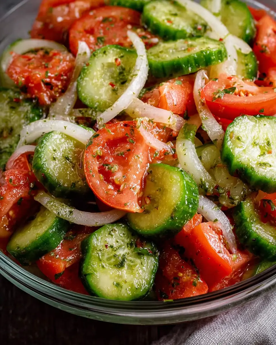 Marinated Cucumbers Onions and Tomatoes