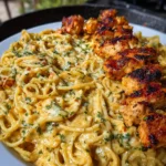 Cajun Garlic Butter Chicken Spaghetti with Creamy Three Cheese Parmesan Sauce
