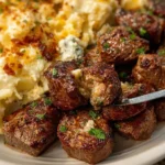 Garlic Butter Steak Bites and Creamy Loaded Potatoes