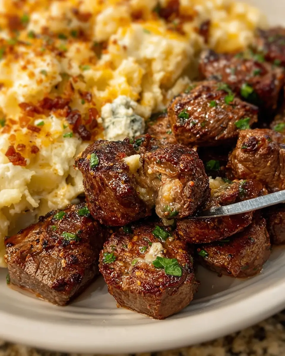 Garlic Butter Steak Bites with Creamy Loaded Potatoes: Easy Indulgence