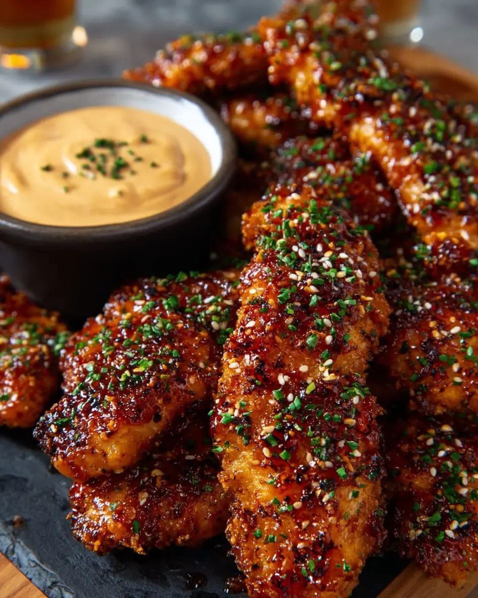 Sticky Honey Butter Chicken Strips: Irresistibly Creamy Chili Dip