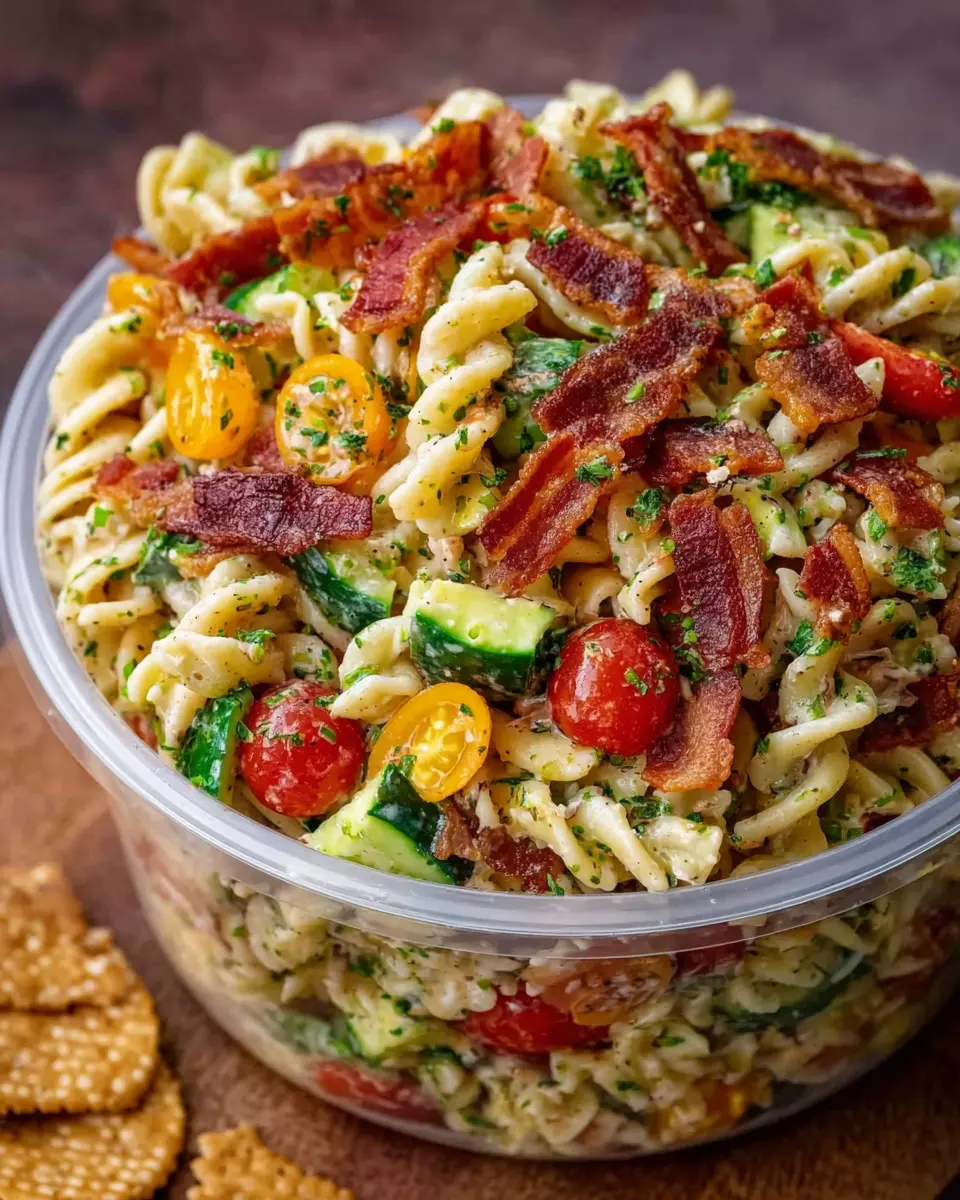 BLT Pasta Salad: Easy Recipe with Turkey Bacon and Chicken Ham