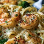 Creamy Alfredo Shrimp Linguine with Broccoli