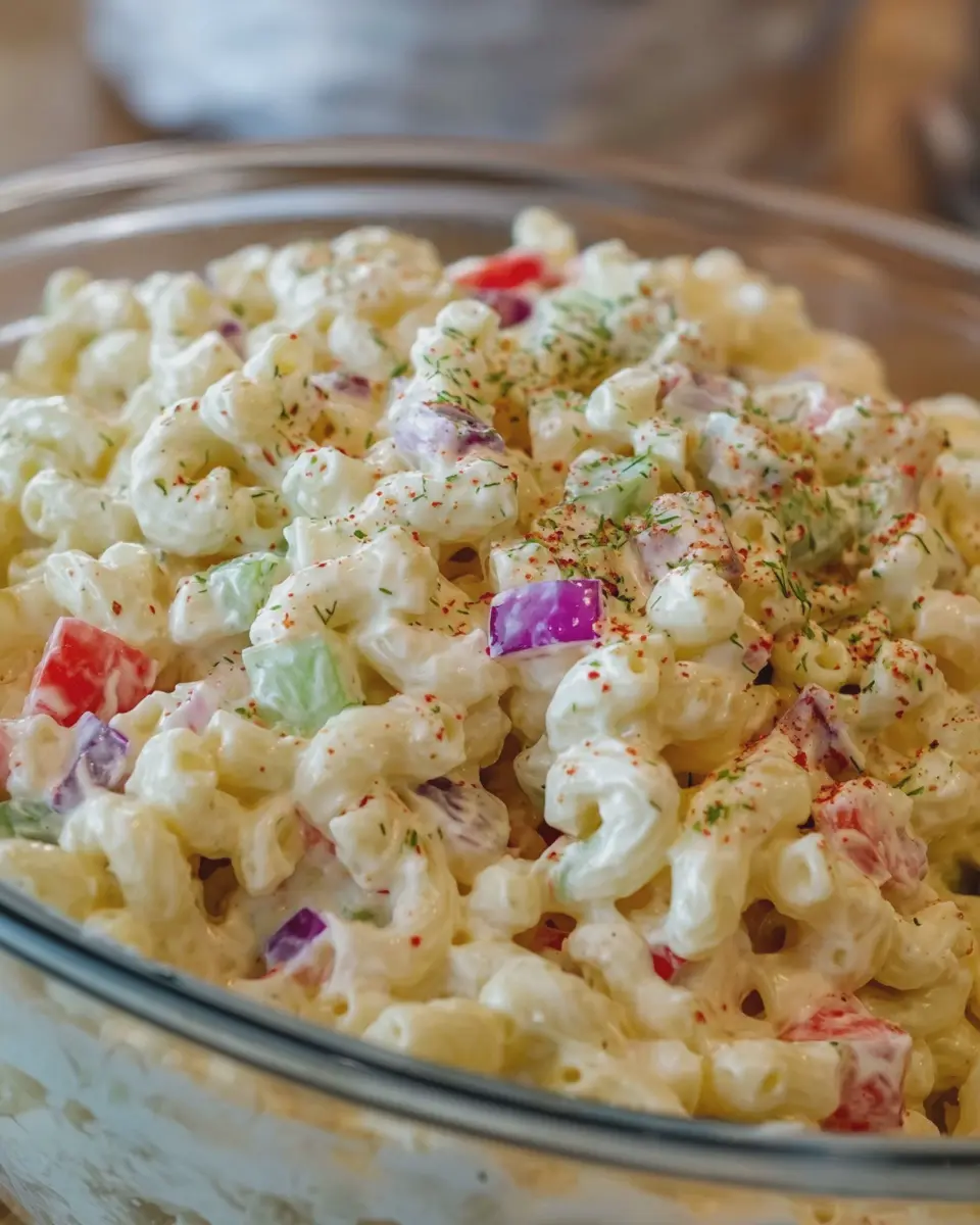 Classic Macaroni Salad with Turkey Bacon and Chicken Ham Twist
