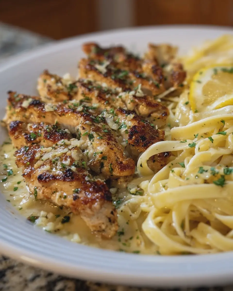 Lemon Garlic Chicken: Juicy Comfort with Garlic Parmesan Cream Linguine