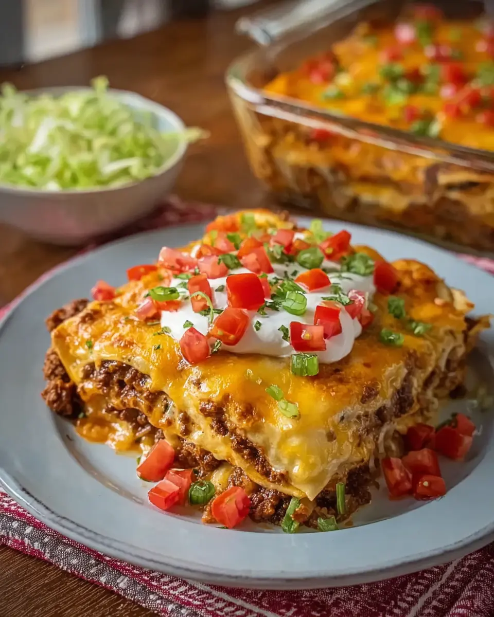 Easy Taco Lasagna: A Healthy Twist with Turkey Bacon and Beef