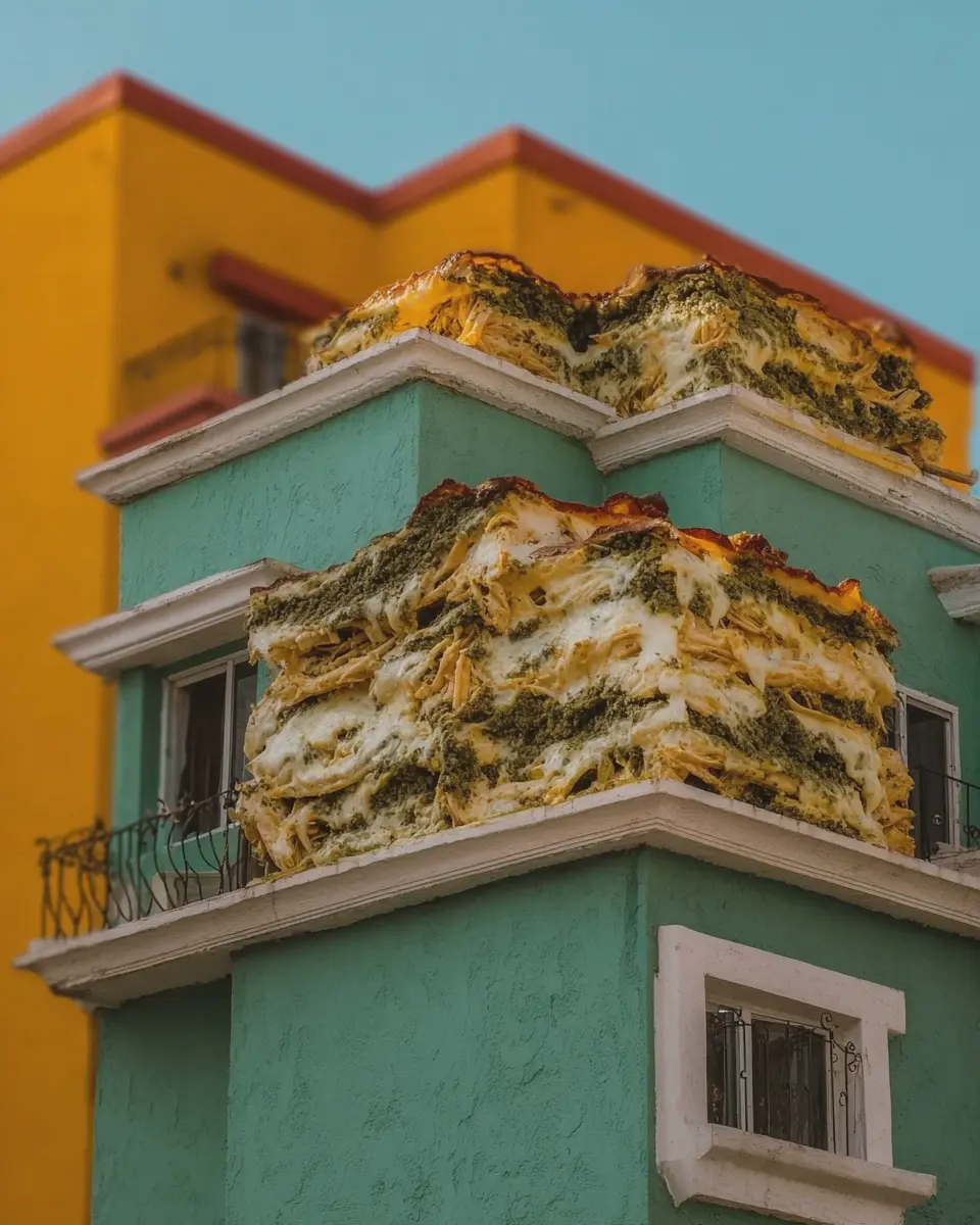 Pastel Azteca: Indulgent Layered Delight with Turkey Bacon and Chicken Ham