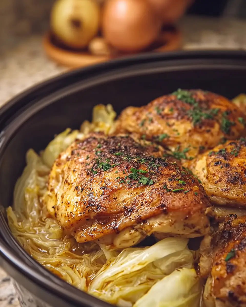 Juicy Slow-Cooked Chicken with Buttery Tender Cabbage Bliss
