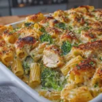 Creamy Chicken Broccoli Rigatoni Bake