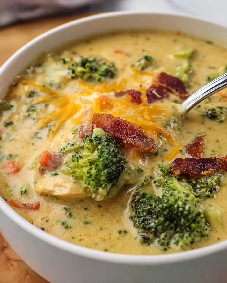 Creamy Slow Cooker Chicken Turkey Bacon Cheddar Soup Delight