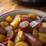 Slow Cooker 4 Ingredient Beef Sausage and Potatoes