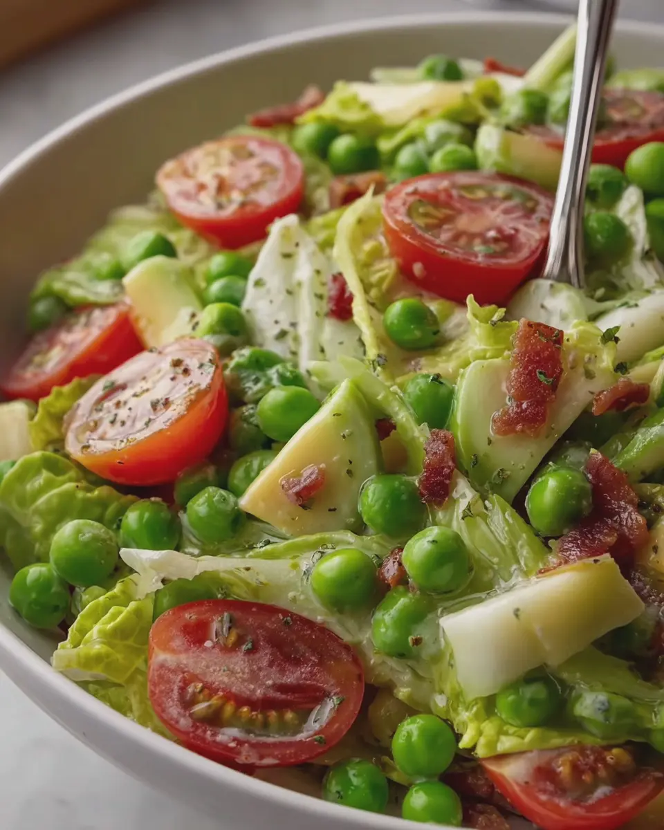Iceberg Pea Salad: A Refreshing Twist with Turkey Bacon