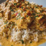 Homemade Creamy Smothered Cajun Chicken and Cheesy Rice