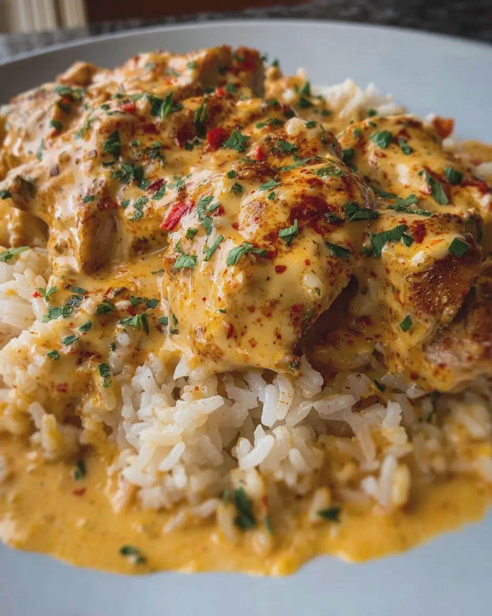 Homemade Creamy Smothered Cajun Chicken with Cheesy Rice Bliss