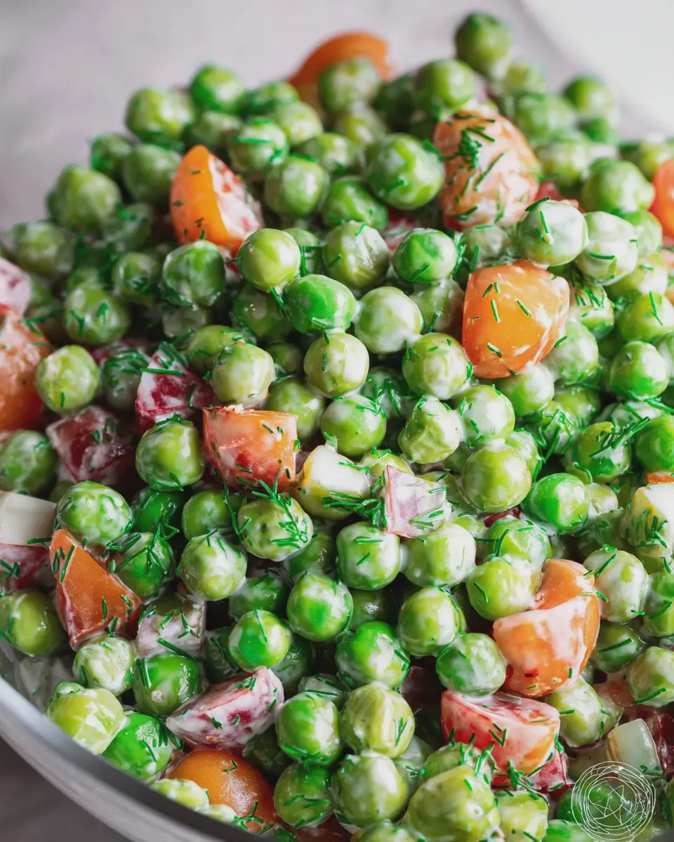 Green Pea Salad Delight: Easy Recipe with Turkey Bacon and Chicken Ham