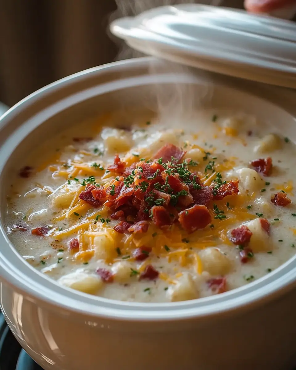 Crockpot Loaded Potato Soup: Creamy Cheesy Comfort with Turkey Bacon