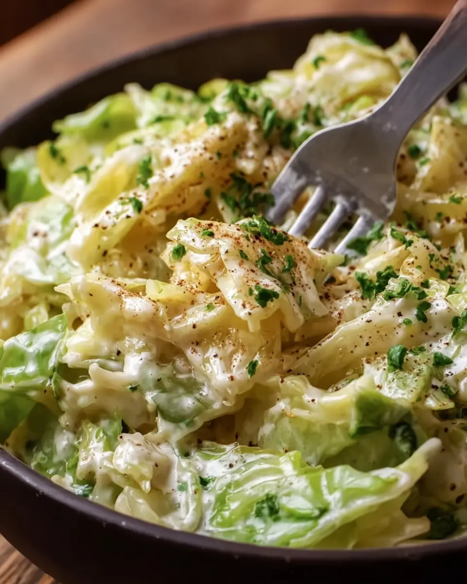 Creamy Alfredo Cabbage: A Cozy Indulgence with Turkey Bacon