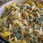 Crockpot Spinach Artichoke Chicken Pasta