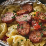Slow Cooker Beef Kielbasa Sausage and Pierogies