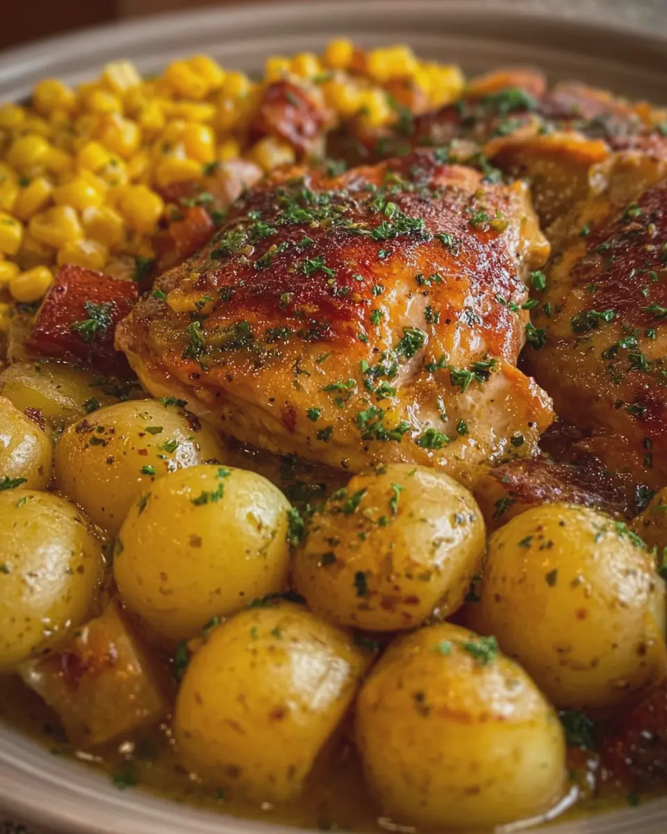 Crockpot Honey Butter Chicken with Savory Ranch Potatoes &amp; Sweet Corn