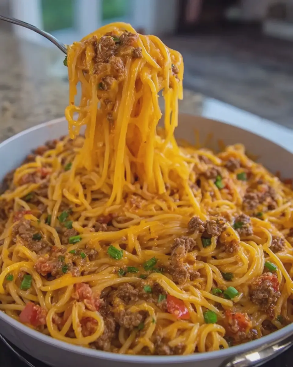 Cheesy Taco Spaghetti with Turkey Bacon: Easy Family Comfort Meal