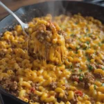 Cheesy Taco Beef Macaroni Skillet