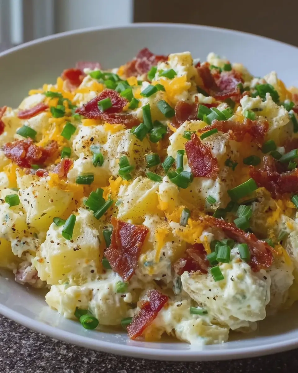 Loaded Potato Salad: Indulgent Twist with Turkey Bacon and Chicken Ham