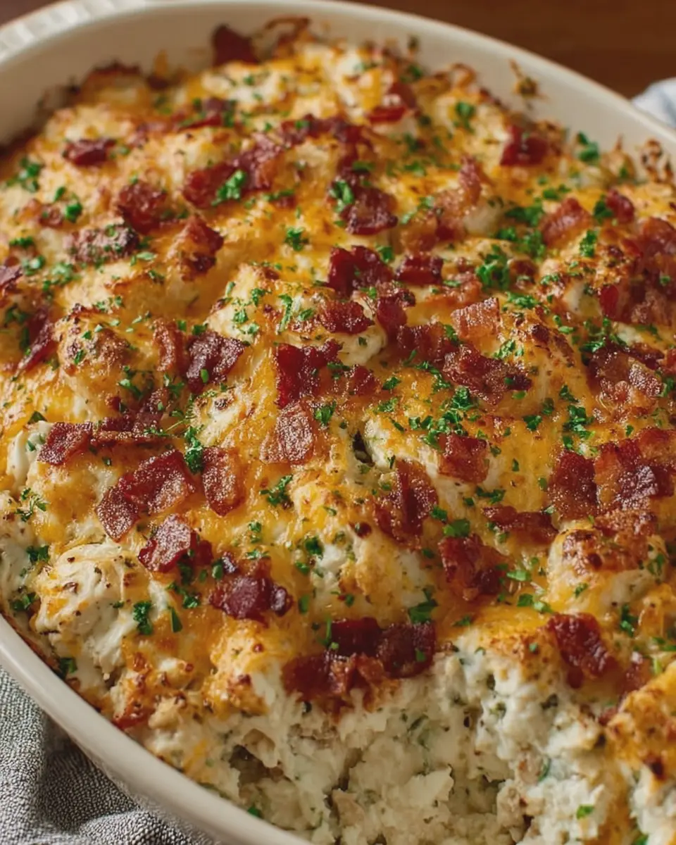 Loaded Ranch Chicken Bake: Easy Indulgence with Turkey Bacon and Chicken Ham
