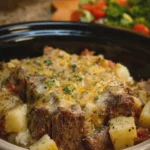 Crockpot Loaded Steak and Potato Bake