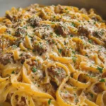 Ultimate Creamy Cheesy Beef Fettuccine