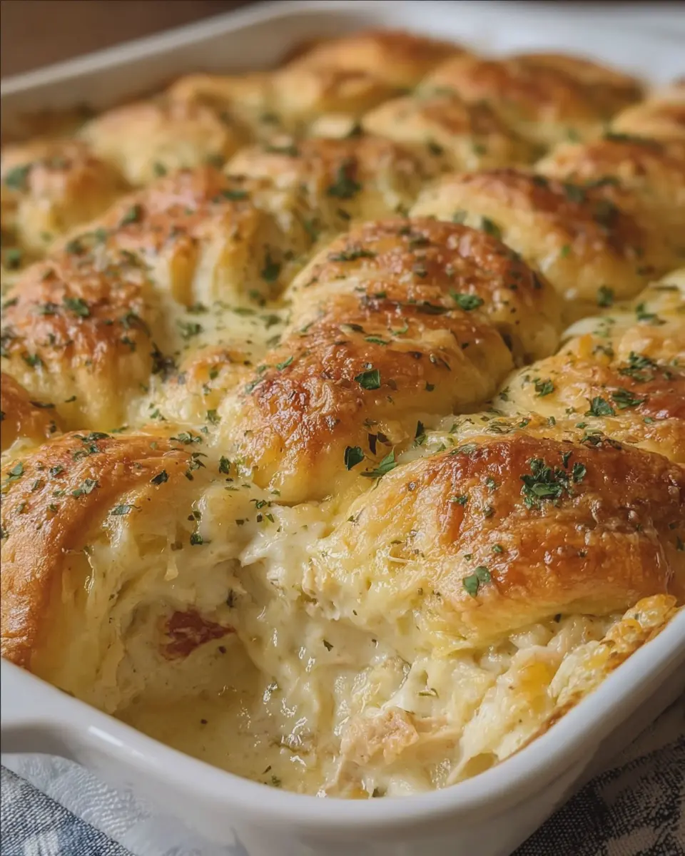 Creamy Chicken Crescent Roll Casserole Recipe with Turkey Bacon