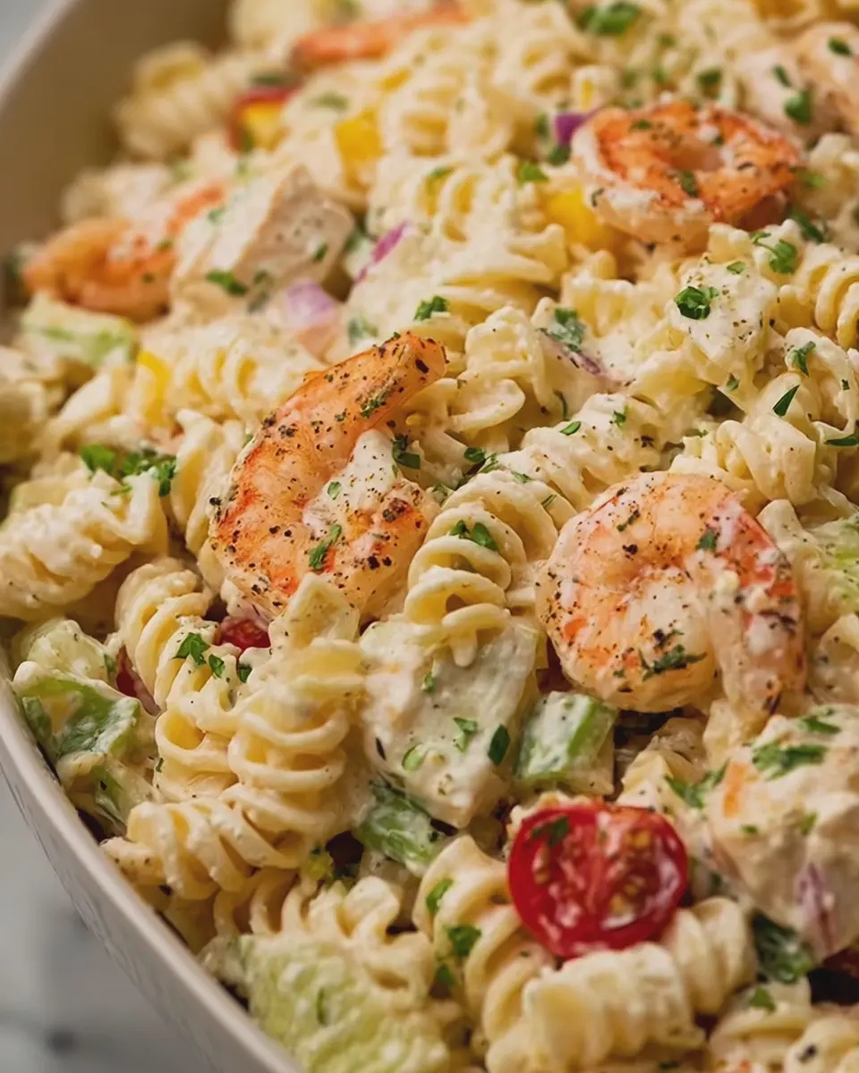 Seafood Pasta Salad: Creamy & Loaded with Turkey Bacon Delight