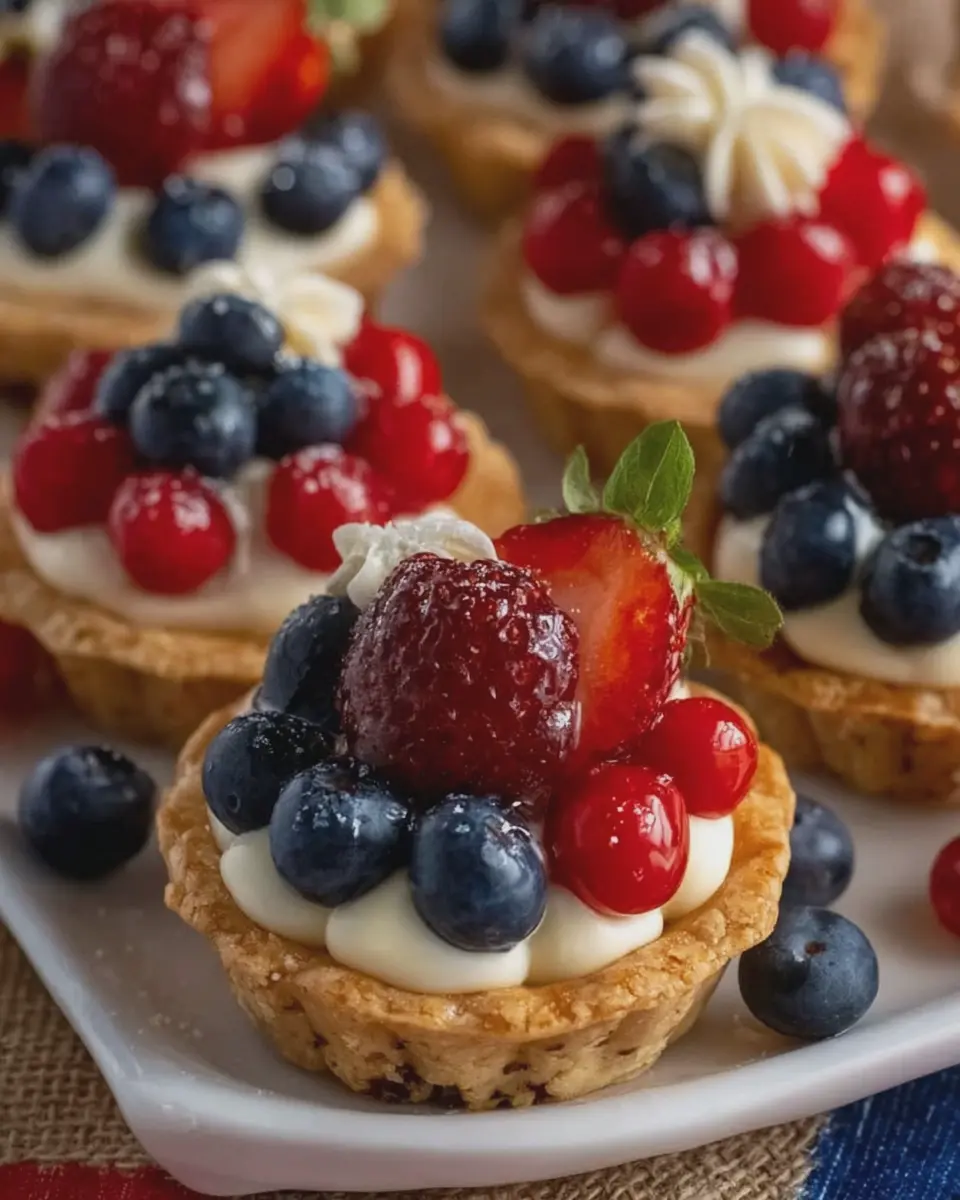 Mini Fruit Tart Cookie Cups: Adorable Red White and Blue Treats