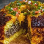 Crispy Cheeseburger Cornbread Ring Melt