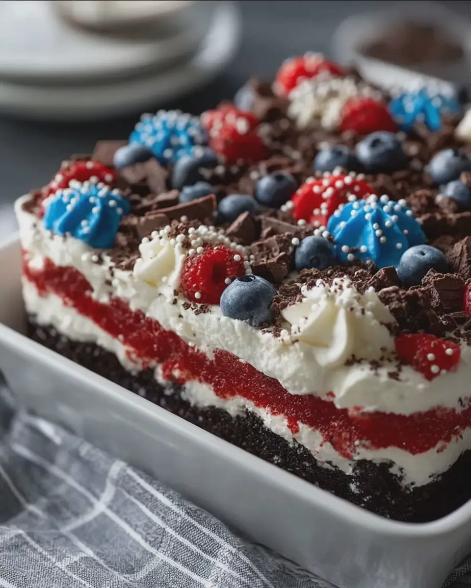 Patriotic No-Bake Oreo Pudding Dessert: Easy Summer Treat Recipe
