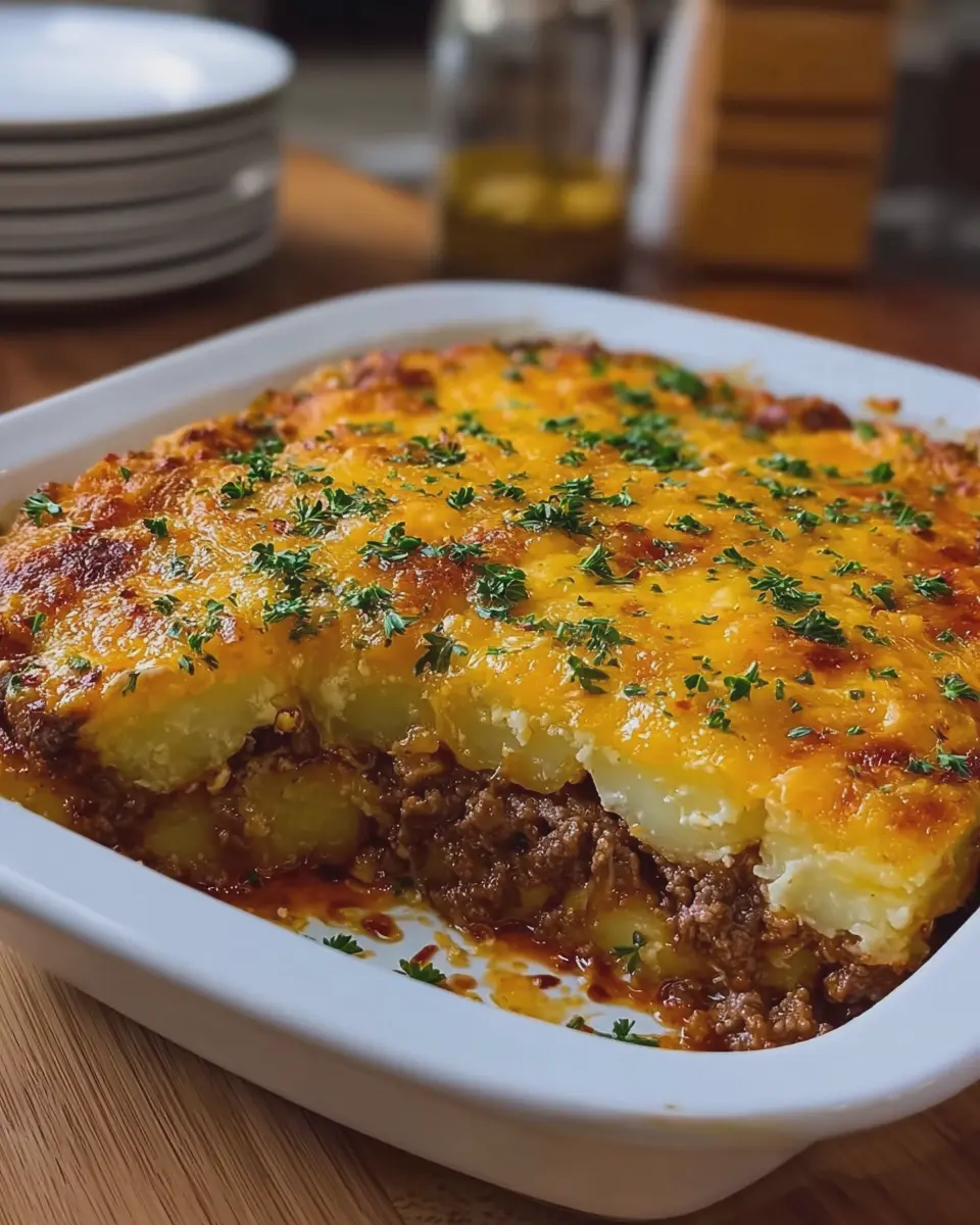 Golden Potato Savory Beef Cheese Bake: A Comforting Family Delight