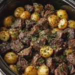 Crockpot Garlic Butter Steak Bites and Baby Potatoes