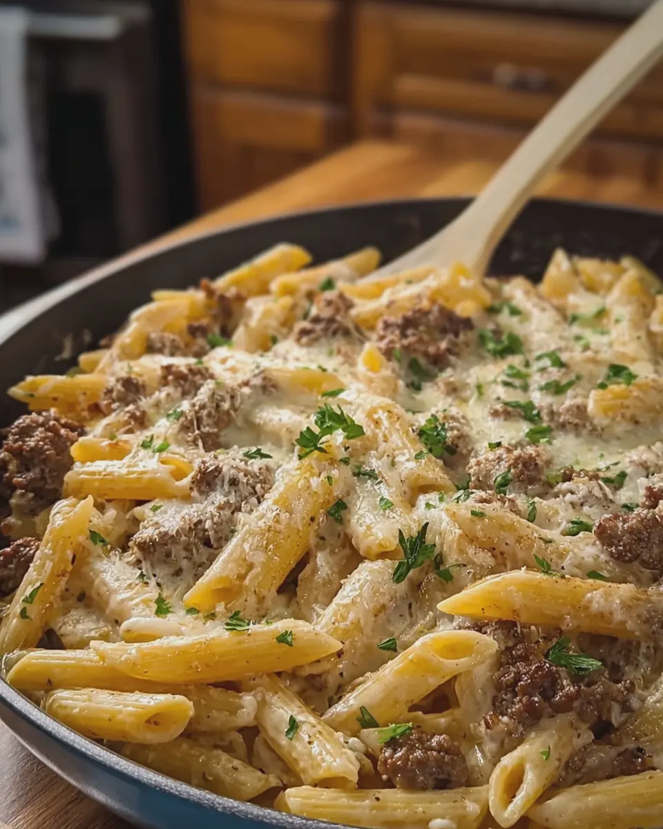 Creamy Beef Penne: Indulgent Mozzarella Parmesan Delight