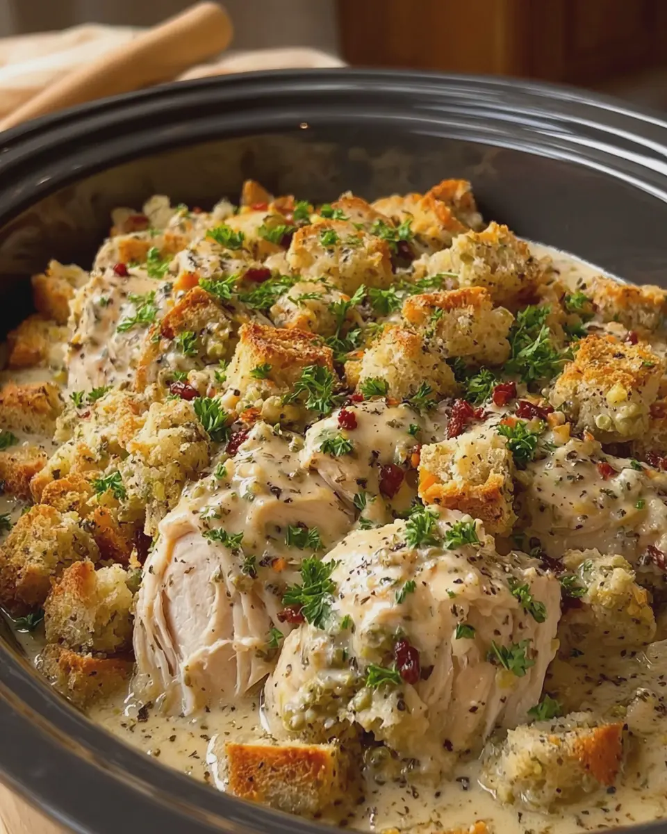 Creamy Crockpot Chicken and Stuffing for a Cozy Family Dinner