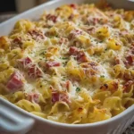 Swiss Chicken Ham and Noodle Casserole
