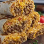 Cheesy Beef and Rice Burritos