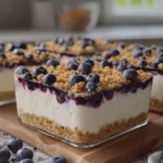 No Bake Lemon Blueberry Cream Cheese Crunch Dessert