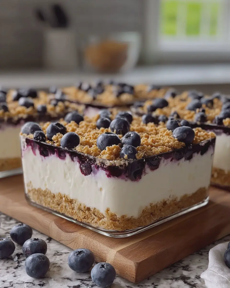 No Bake Lemon Blueberry Cream Cheese Crunch Dessert Bliss