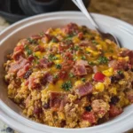 High Protein Crock Pot Cowboy Casserole Recipe with Turkey Bacon