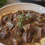 Slow Cooker Beef Tips and Gravy with Mashed Potatoes