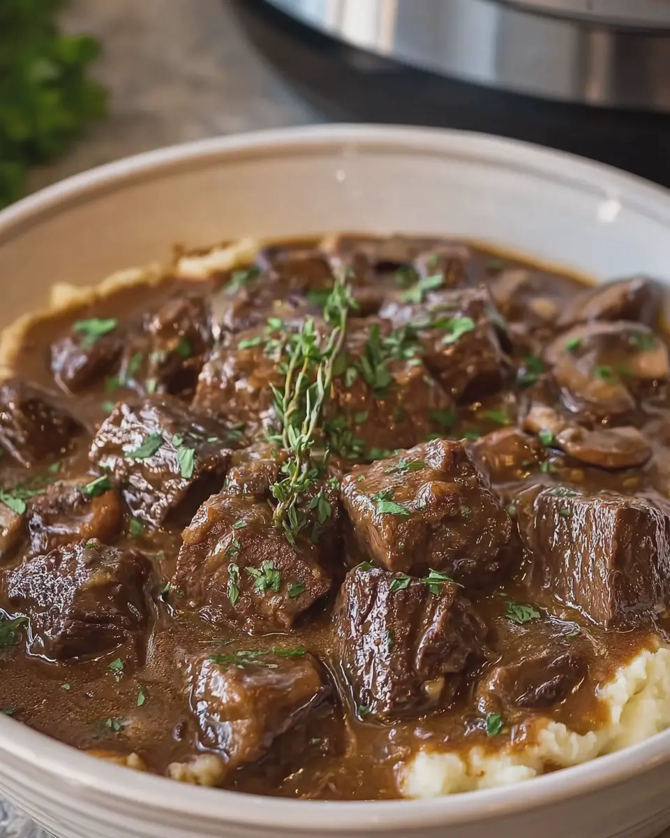 Slow Cooker Beef Tips and Gravy: Easy Comfort with Mashed Potatoes