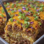 Low Carb Mongolian Beef Cheddar Cabbage Egg Roll Bake