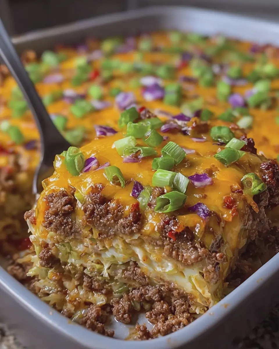Low Carb Mongolian Beef: Delicious Cheddar Cabbage Egg Roll Bake